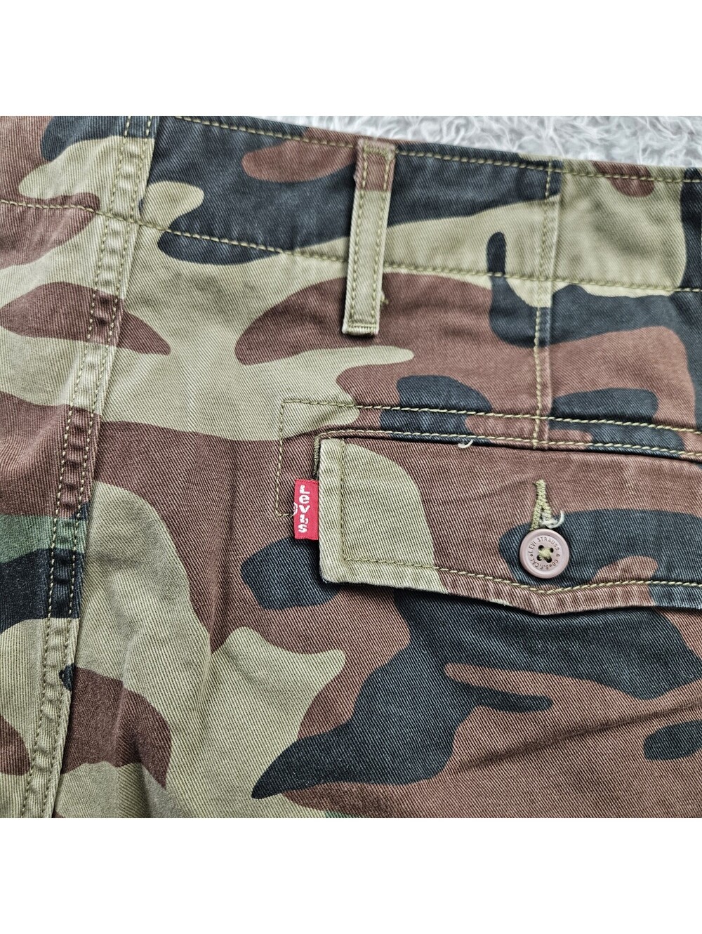 LEVI'S Camouflage Cargo Pants Men 34x32 (Fits 36x30) Cotton Stretch Army Hunting - Picture 11 of 12